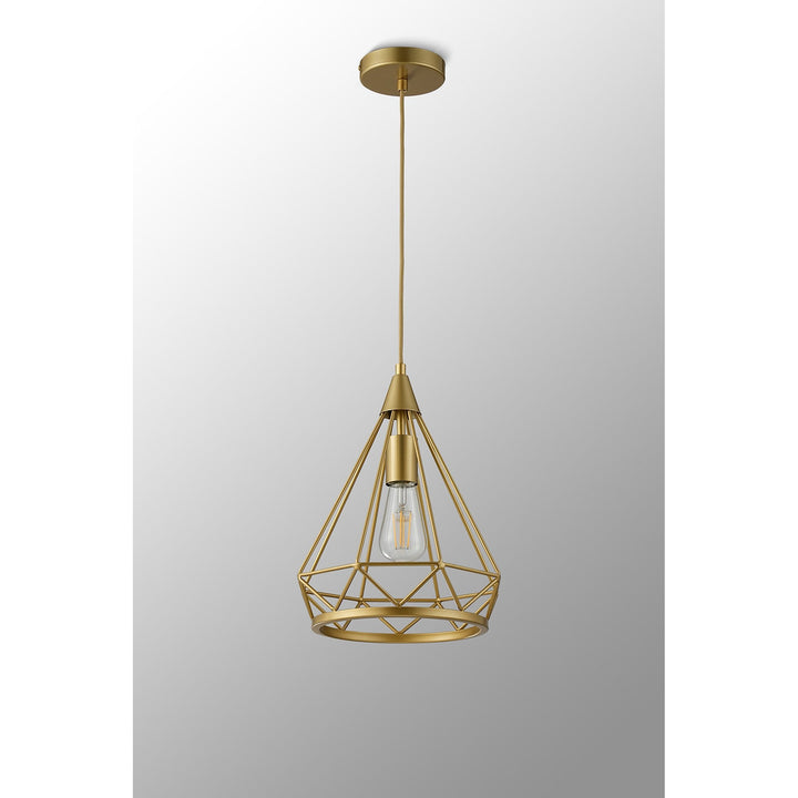 Nelson Lighting NL93849 Eros 1 Light Small Diamond Pendant Gold