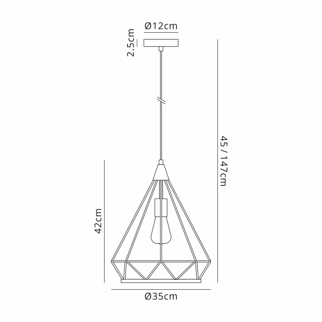 Nelson Lighting NL93859 Eros 1 Light Large Diamond Pendant Gold