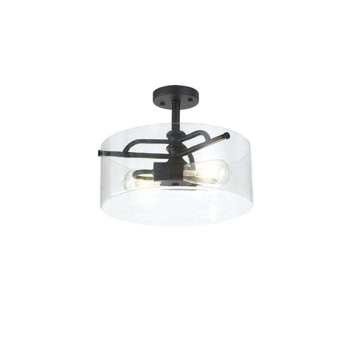 Nelson Lighting NL88039 Gabrel 2 Light Ceiling Light Sand Black Clear