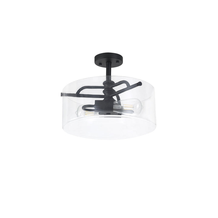 Nelson Lighting NL88039 Gabrel 2 Light Ceiling Light Sand Black Clear