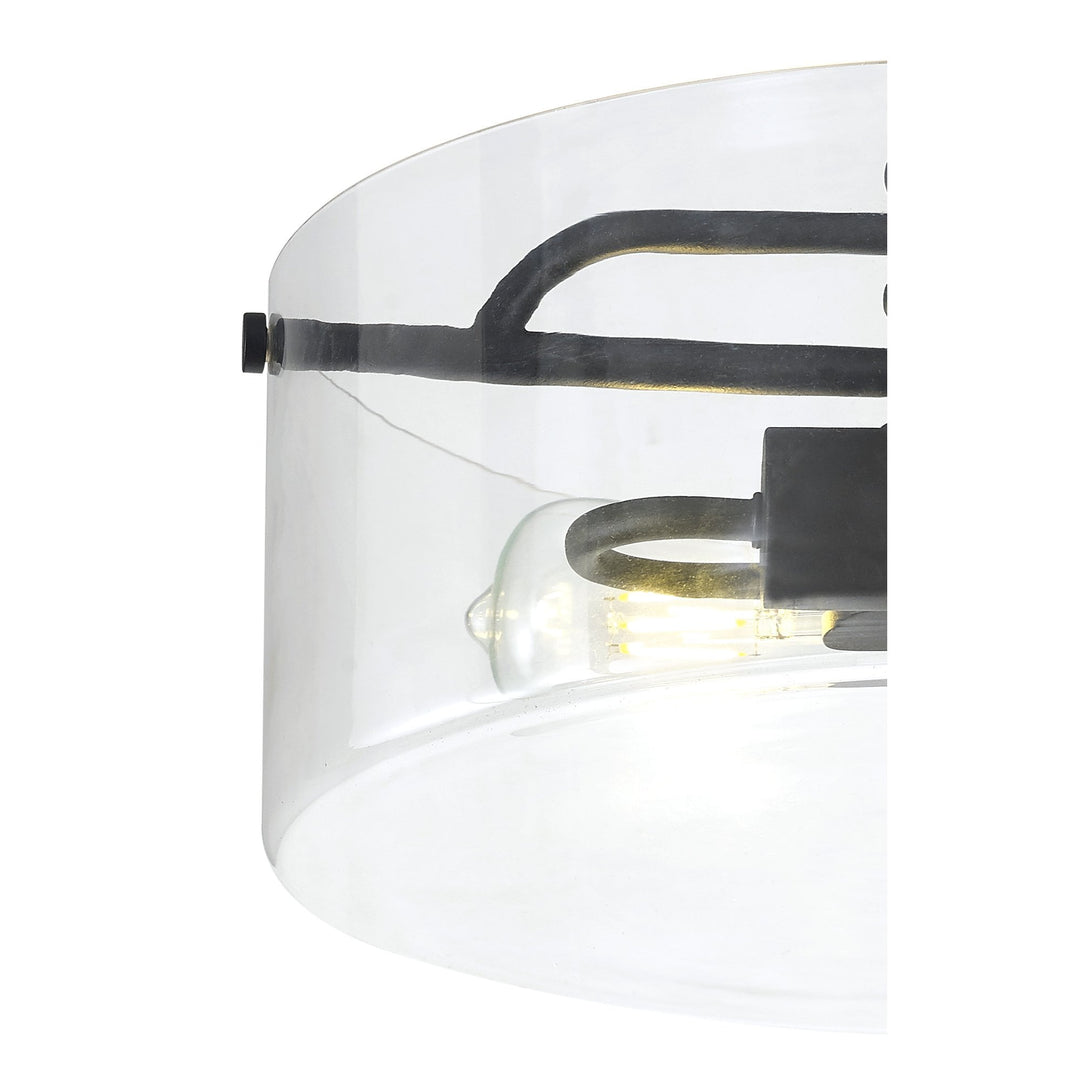 Nelson Lighting NL88039 Gabrel 2 Light Ceiling Light Sand Black Clear