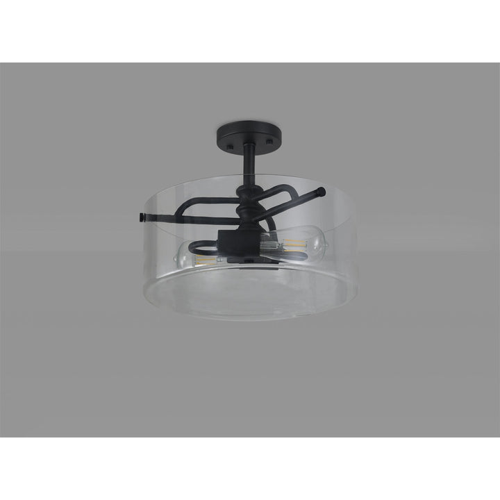 Nelson Lighting NL88039 Gabrel 2 Light Ceiling Light Sand Black Clear