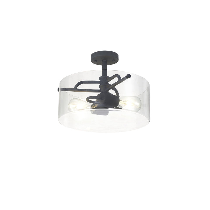 Nelson Lighting NL88049 Gabrel 2 Light Ceiling Light Anthracite Clear