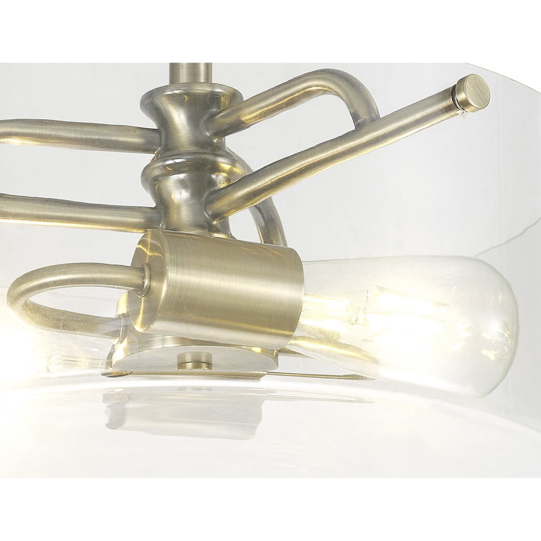 Nelson Lighting NL88059 Gabrel 2 Light Ceiling Light Antique Brass Clear