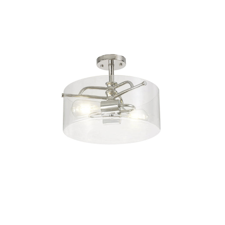 Nelson Lighting NL88069 Gabrel 2 Light Ceiling Light Polished Nickel Clear