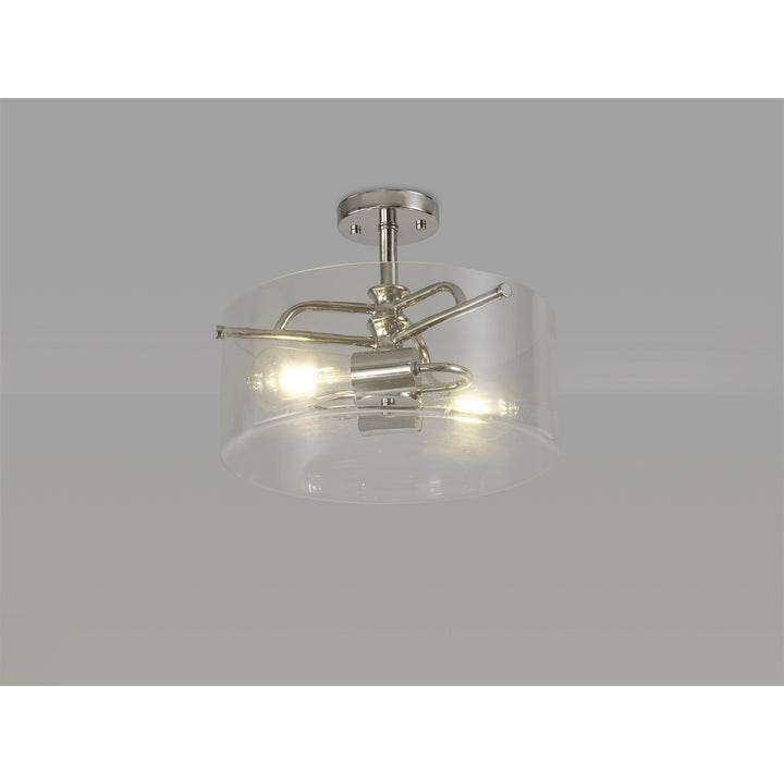 Nelson Lighting NL88069 Gabrel 2 Light Ceiling Light Polished Nickel Clear