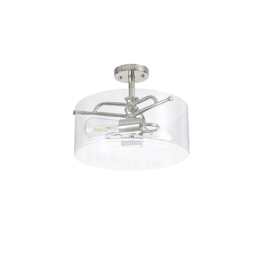 Nelson Lighting NL88069 Gabrel 2 Light Ceiling Light Polished Nickel Clear