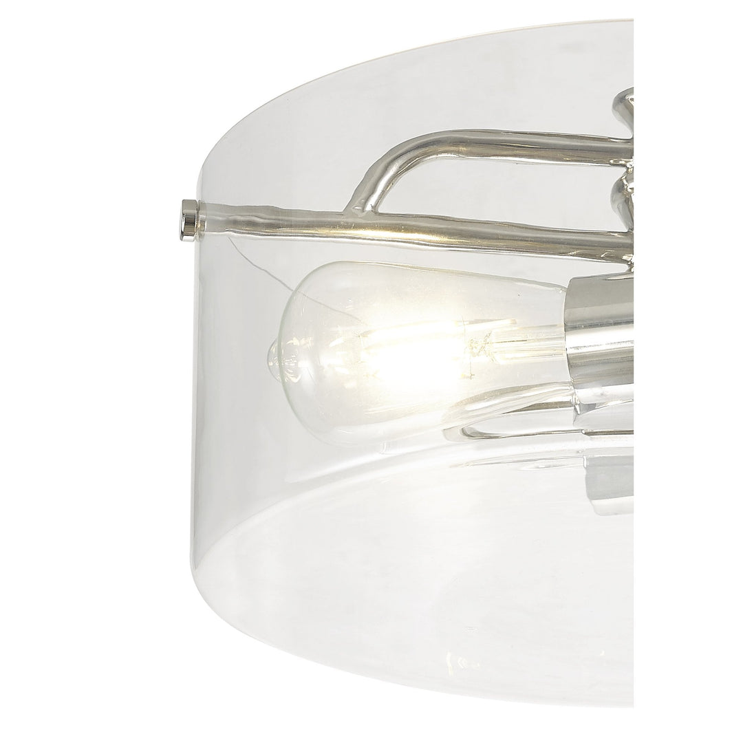 Nelson Lighting NL88069 Gabrel 2 Light Ceiling Light Polished Nickel Clear