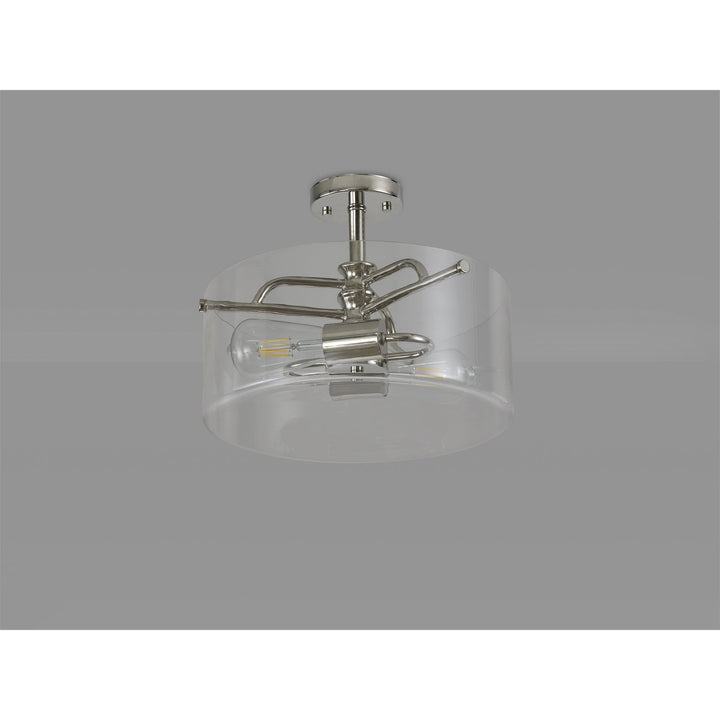 Nelson Lighting NL88069 Gabrel 2 Light Ceiling Light Polished Nickel Clear