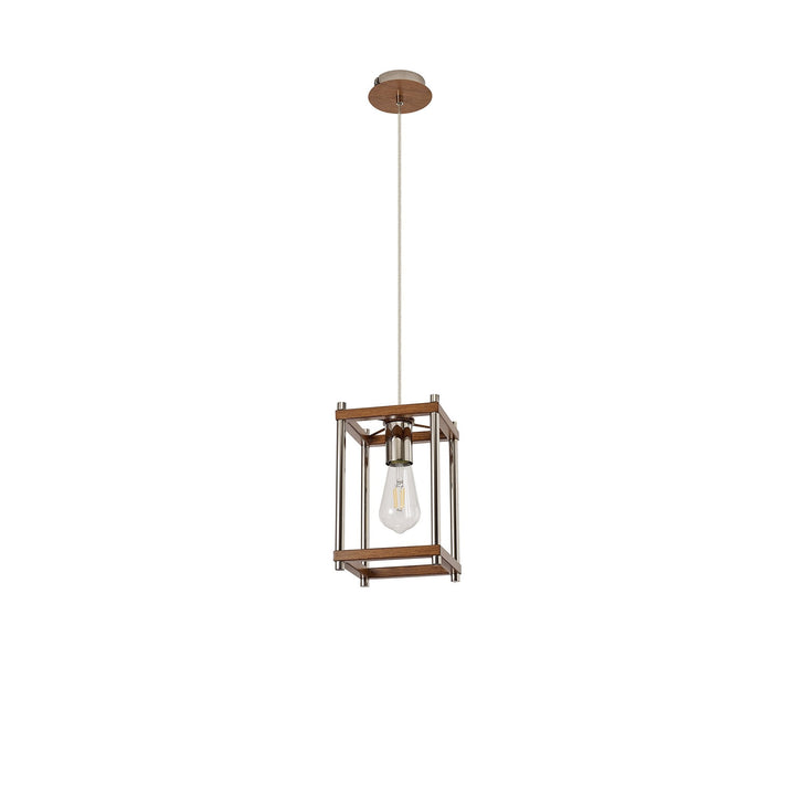 Nelson Lighting NL92549 Icart 1 Light Pendant Walnut Polished Nickel