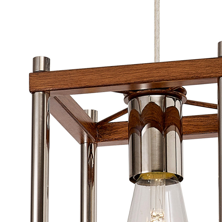 Nelson Lighting NL92549 Icart 1 Light Pendant Walnut Polished Nickel