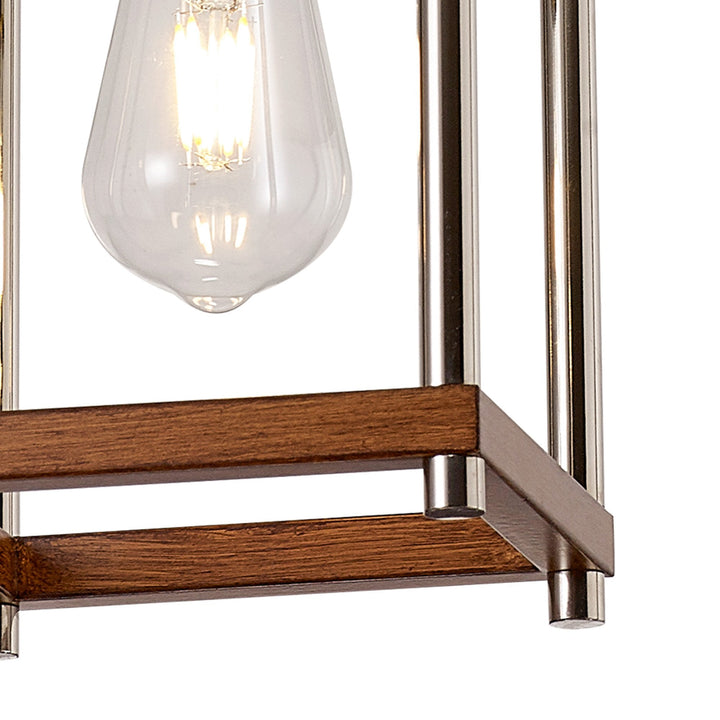 Nelson Lighting NL92549 Icart 1 Light Pendant Walnut Polished Nickel