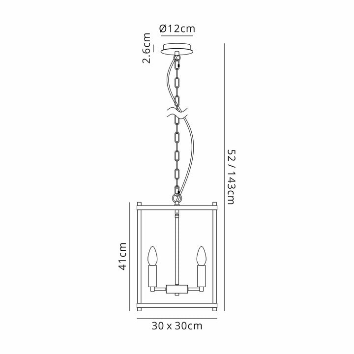 Nelson Lighting NL92559 Icart 4 Light Pendant Walnut Polished Nickel