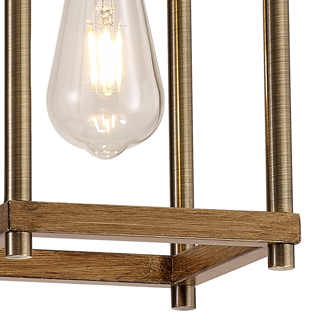 Nelson Lighting NL92579 Icart 1 Light Pendant Medium Oak Antique Brass