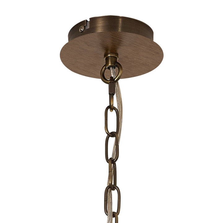 Nelson Lighting NL92589 Icart 4 Light Pendant Medium Oak Antique Brass