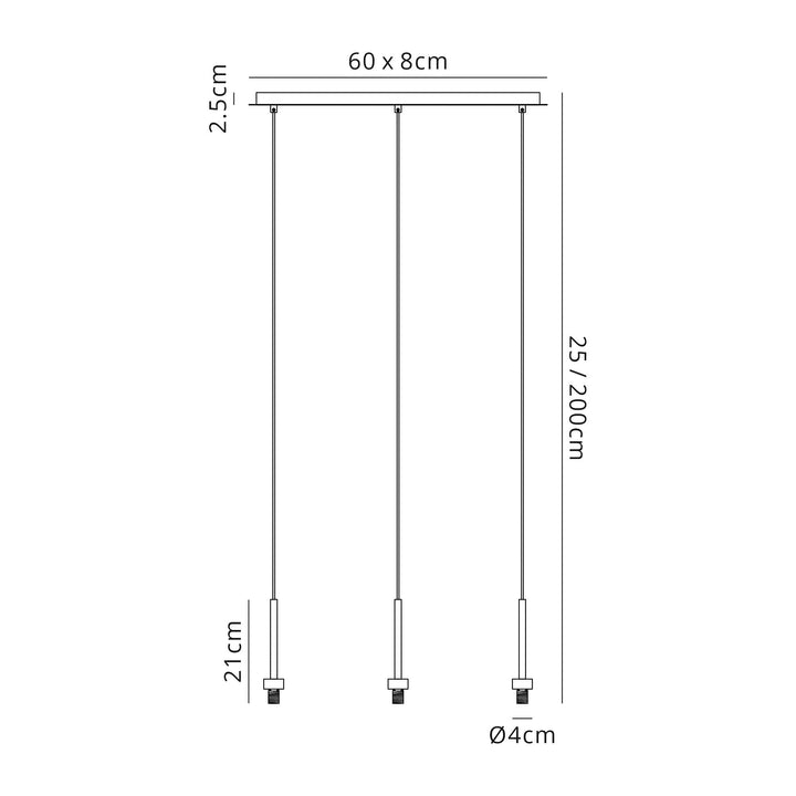 Nelson Lighting NL76099 Iona 3 Light Linear Pendant Polished Chrome