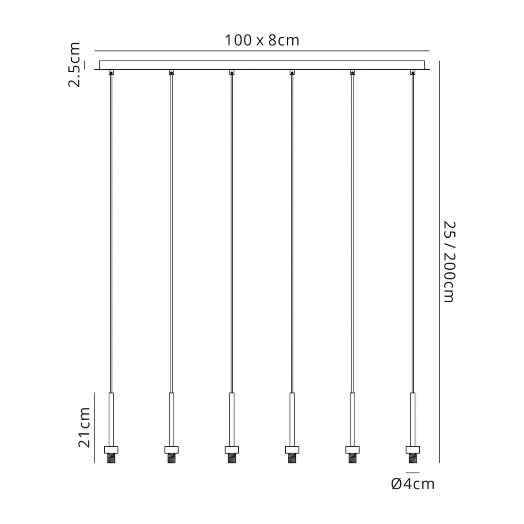 Nelson Lighting NL76109 Iona 6 Light Linear Pendant Polished Chrome