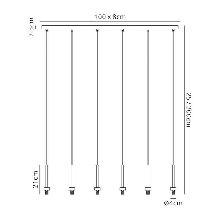 Nelson Lighting NL76109 Iona 6 Light Linear Pendant Polished Chrome