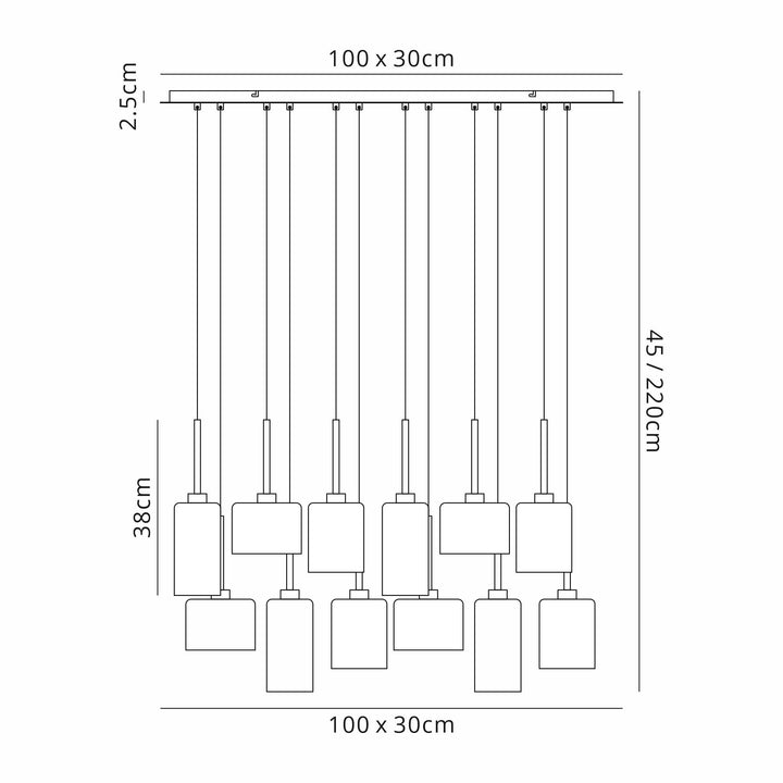 Nelson Lighting NLK13159 Iona 12 Light Linear Pendant Polished Chrome