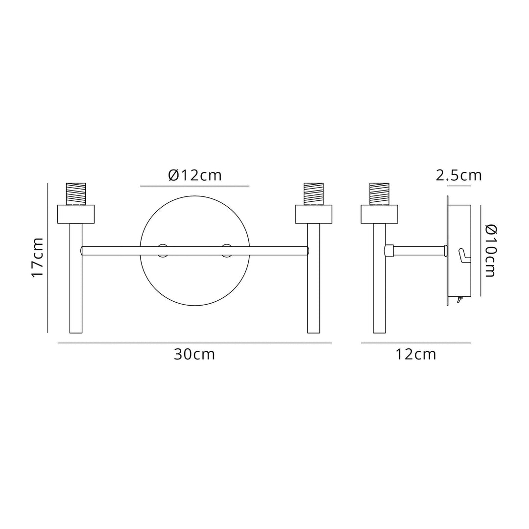 Nelson Lighting NL80669 Iona 2 Light Wall Light Polished Chrome