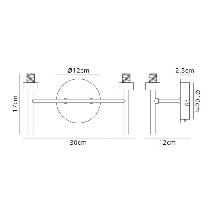 Nelson Lighting NL80669 Iona 2 Light Wall Light Polished Chrome