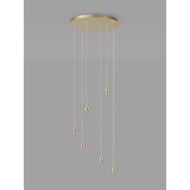 Nelson Lighting NL84709 Iona 6 Light Round Pendant French Gold Matt Gold