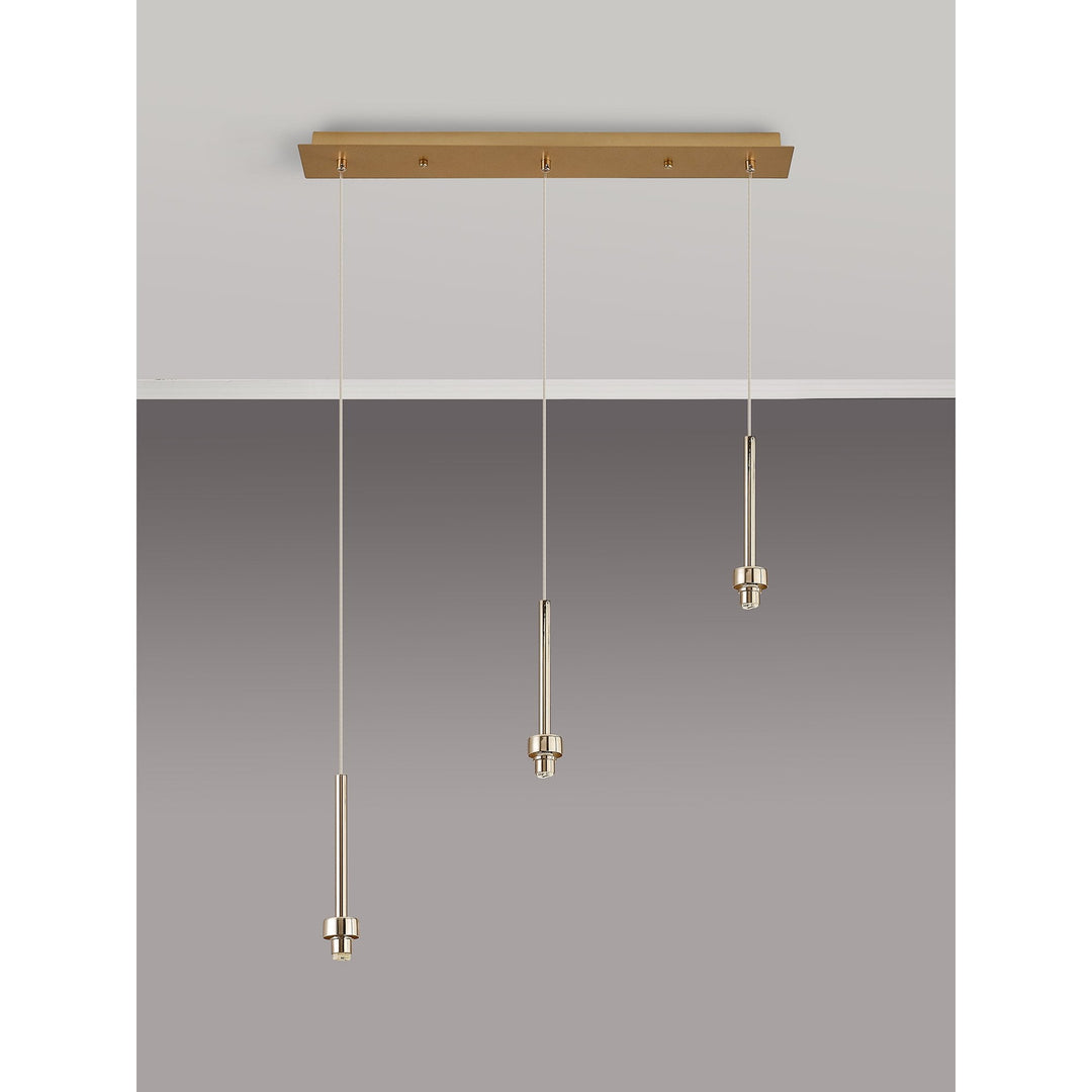 Nelson Lighting NL84729 Iona 3 Light Linear Pendant French Gold Matt Gold