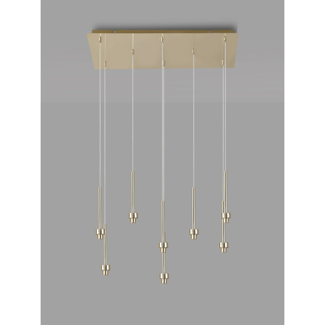 Nelson Lighting NL84749 Iona 8 Light Rectangle Pendant French Gold Matt Gold