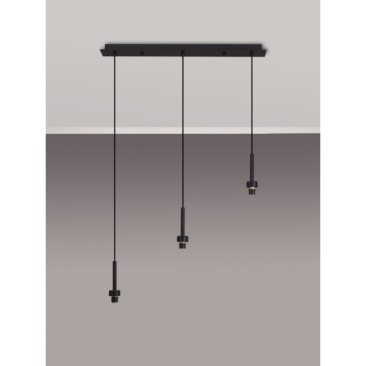 Nelson Lighting NL92719 Iona 3 Light Linear Pendant Satin Black