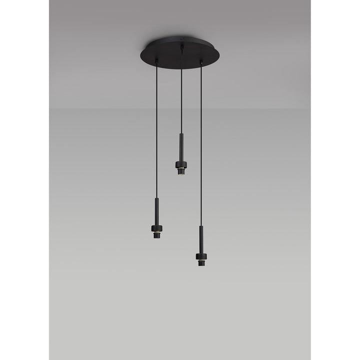 Nelson Lighting NL92729 Iona 3 Light Round Pendant Satin Black