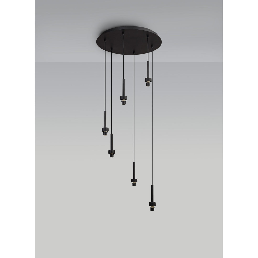 Nelson Lighting NL92769 Iona 6 Light Round Pendant Satin Black