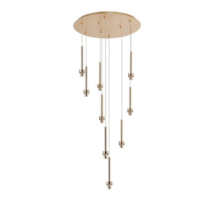 Nelson Lighting NL93019 Iona 9 Light Round Pendant French Gold