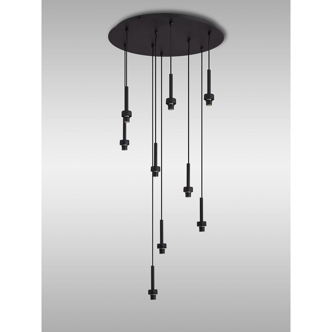 Nelson Lighting NL93029 Iona 9 Light Round Pendant Satin Black