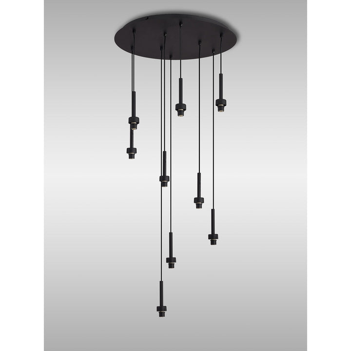 Nelson Lighting NL93029 Iona 9 Light Round Pendant Satin Black