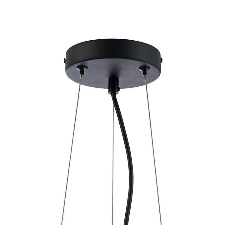 Nelson Lighting NL9498BL/AM9 Kaffer 10 Light Round Pendant Satin Black Amber