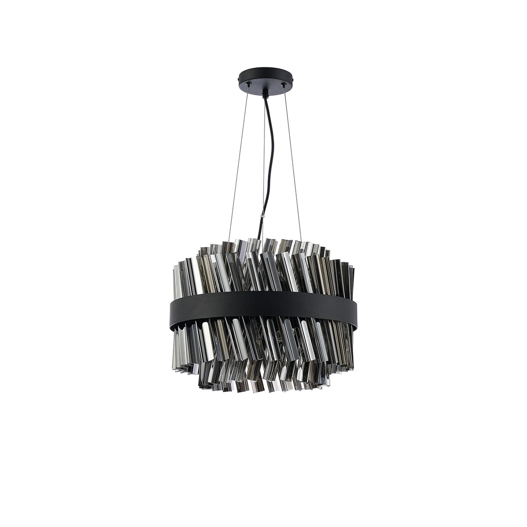 Nelson Lighting NL9498BL/SM9 Kaffer 10 Light Round Pendant Satin Black Smoke