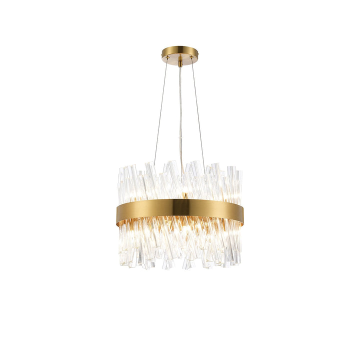 Nelson Lighting NL9498BR/CL9 Kaffer 10 Light Round Pendant Brass Clear