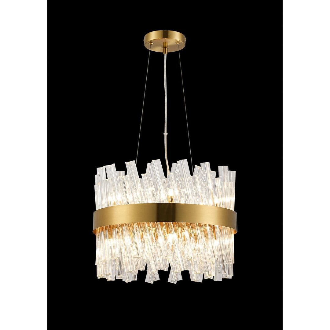 Nelson Lighting NL9498BR/CL9 Kaffer 10 Light Round Pendant Brass Clear