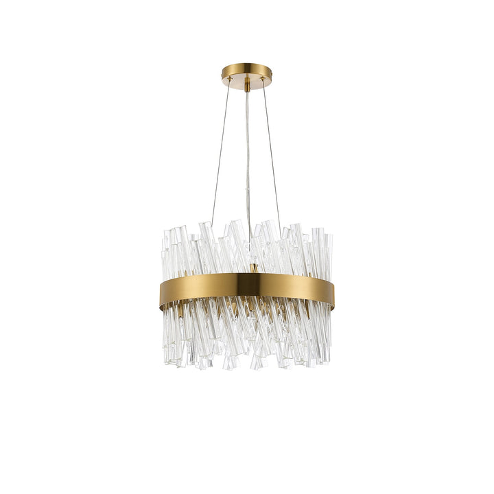 Nelson Lighting NL9498BR/CL9 Kaffer 10 Light Round Pendant Brass Clear