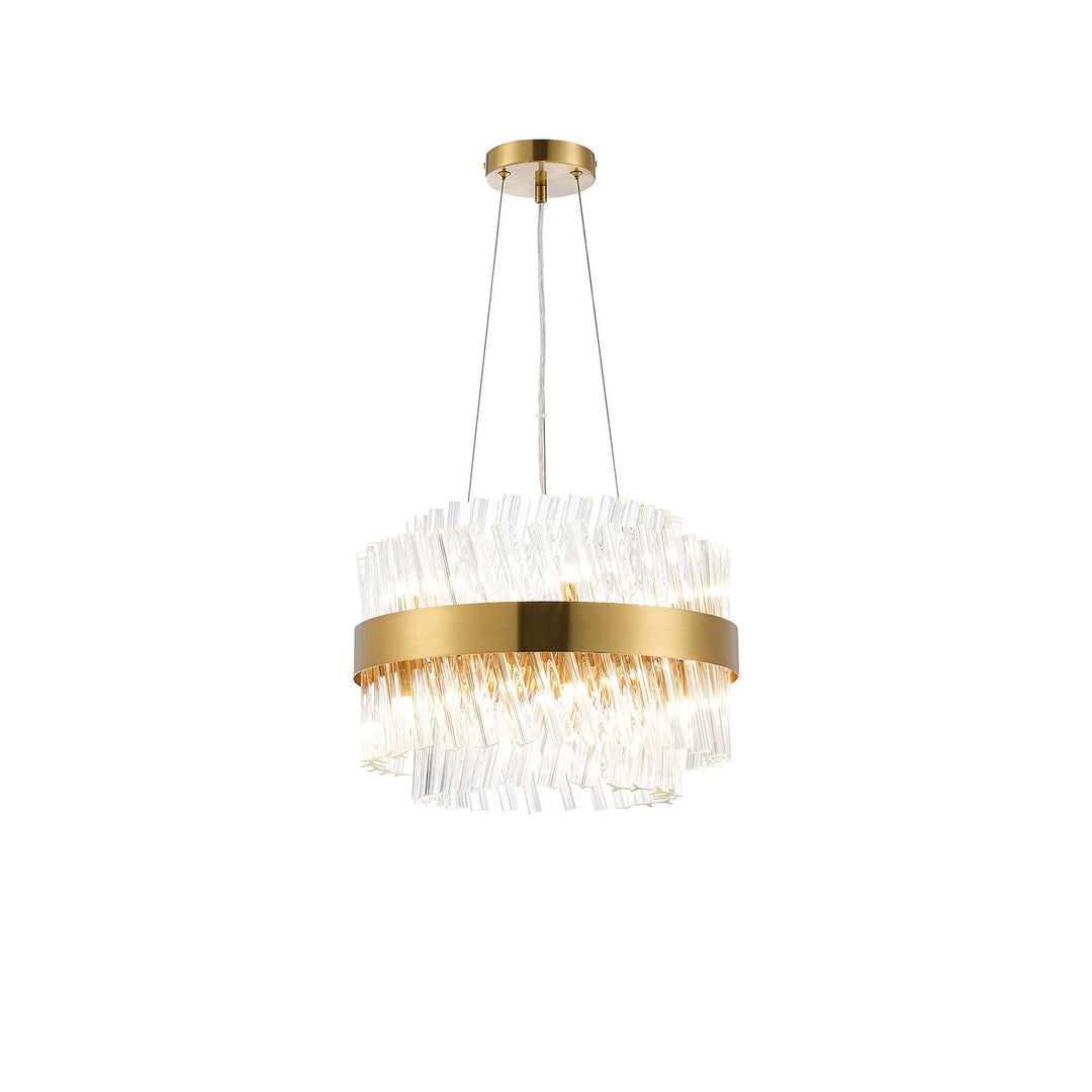 Nelson Lighting NL9498BR/CL9 Kaffer 10 Light Round Pendant Brass Clear