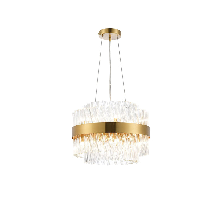 Nelson Lighting NL9498BR/CL9 Kaffer 10 Light Round Pendant Brass Clear