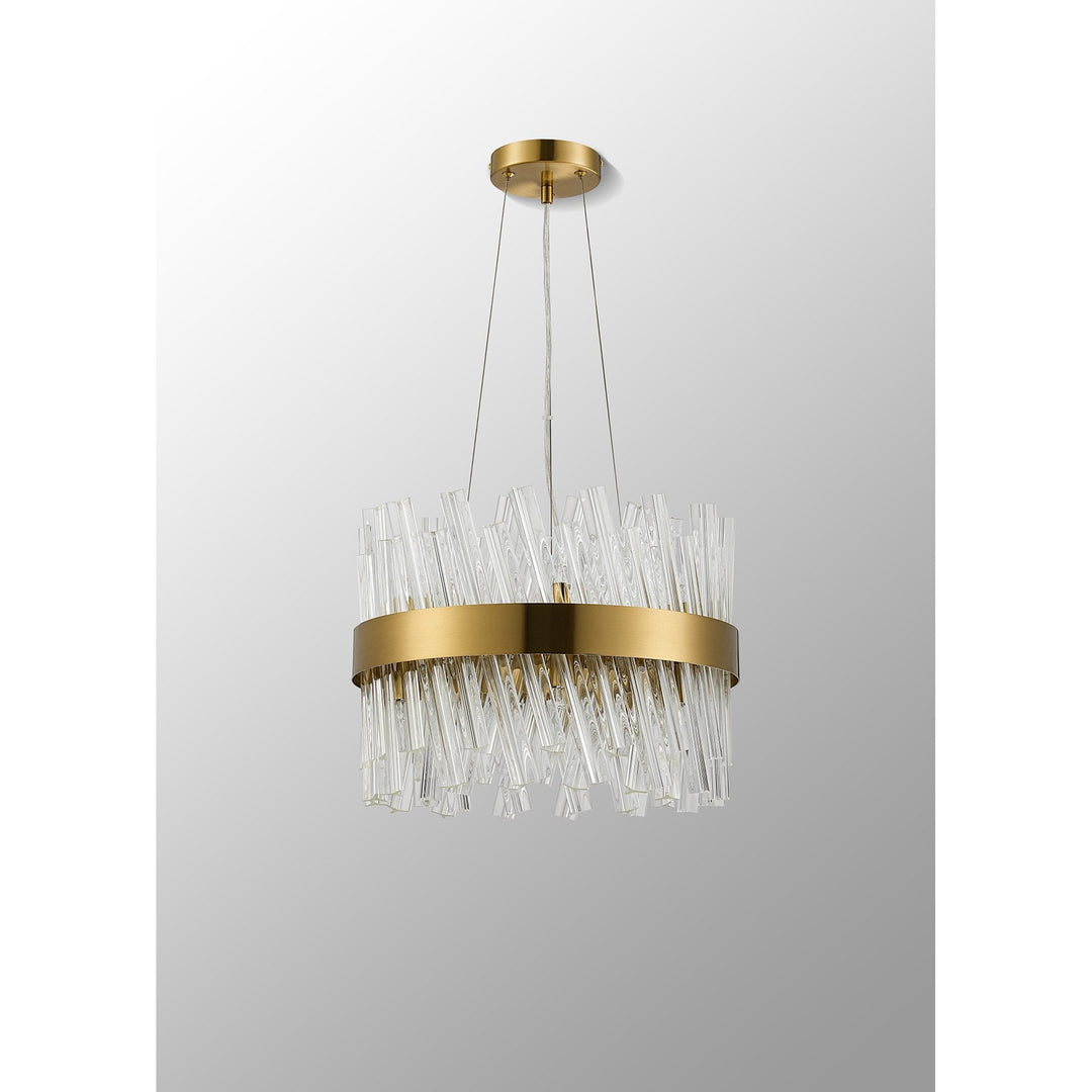 Nelson Lighting NL9498BR/CL9 Kaffer 10 Light Round Pendant Brass Clear