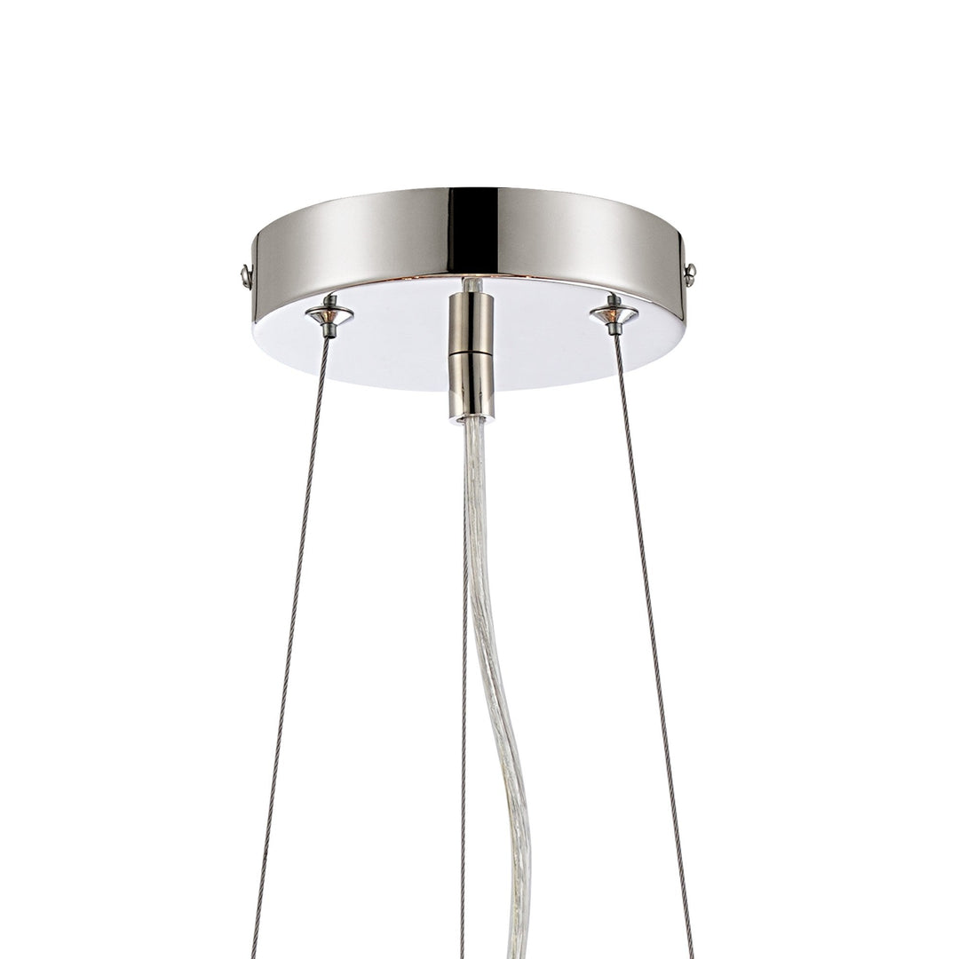 Nelson Lighting NL9498PN/AM9 Kaffer 10 Light Round Pendant Polished Nickel Amber