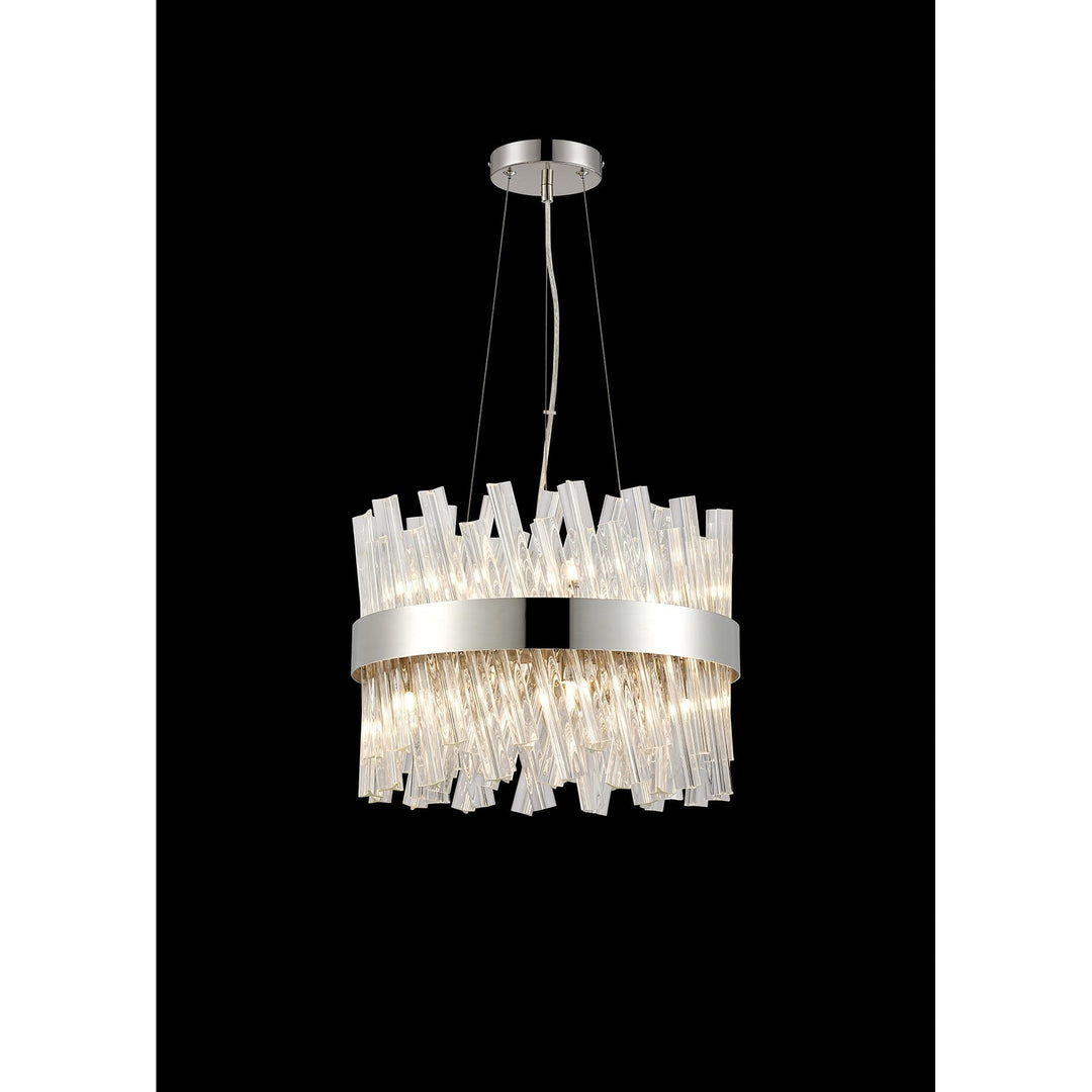 Nelson Lighting NL9498PN/CL9 Kaffer 10 Light Round Pendant Polished Nickel Clear