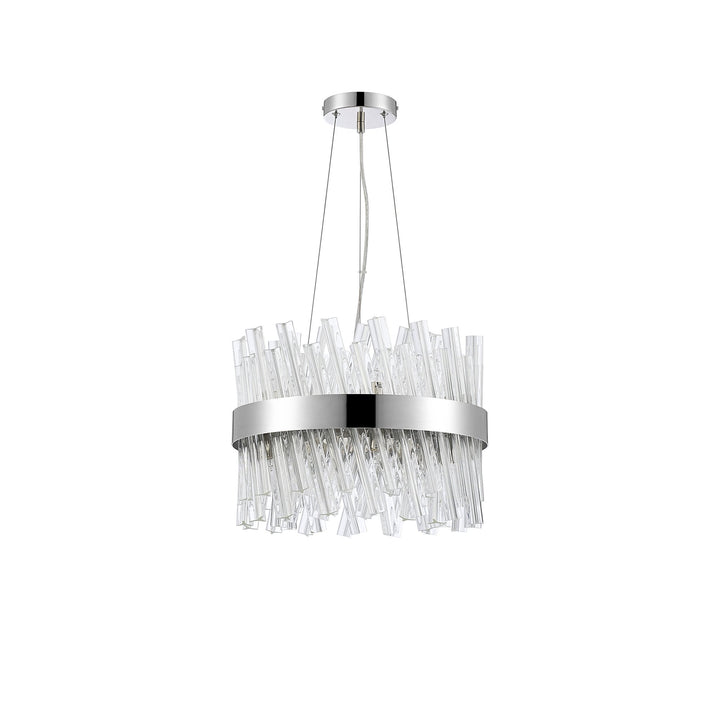 Nelson Lighting NL9498PN/CL9 Kaffer 10 Light Round Pendant Polished Nickel Clear