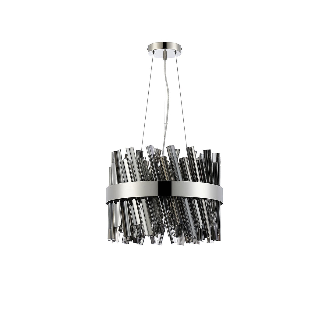 Nelson Lighting NL9498PN/SM9 Kaffer 10 Light Round Pendant Polished Nickel Smoke