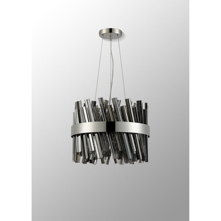 Nelson Lighting NL9498PN/SM9 Kaffer 10 Light Round Pendant Polished Nickel Smoke