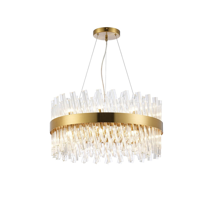 Nelson Lighting NL9500BR/CL9 Kaffer 18 Light Round Pendant Brass Clear