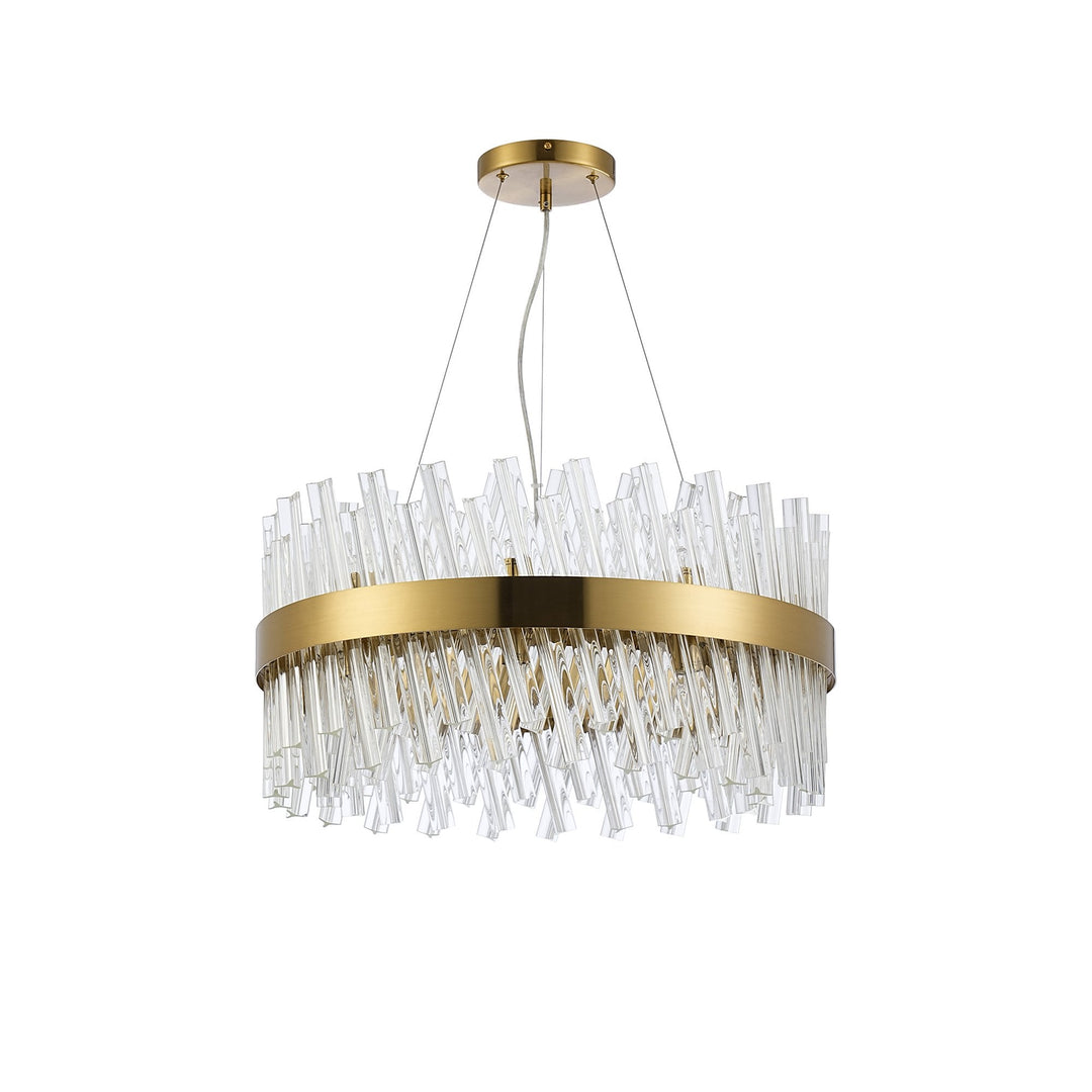 Nelson Lighting NL9500BR/CL9 Kaffer 18 Light Round Pendant Brass Clear