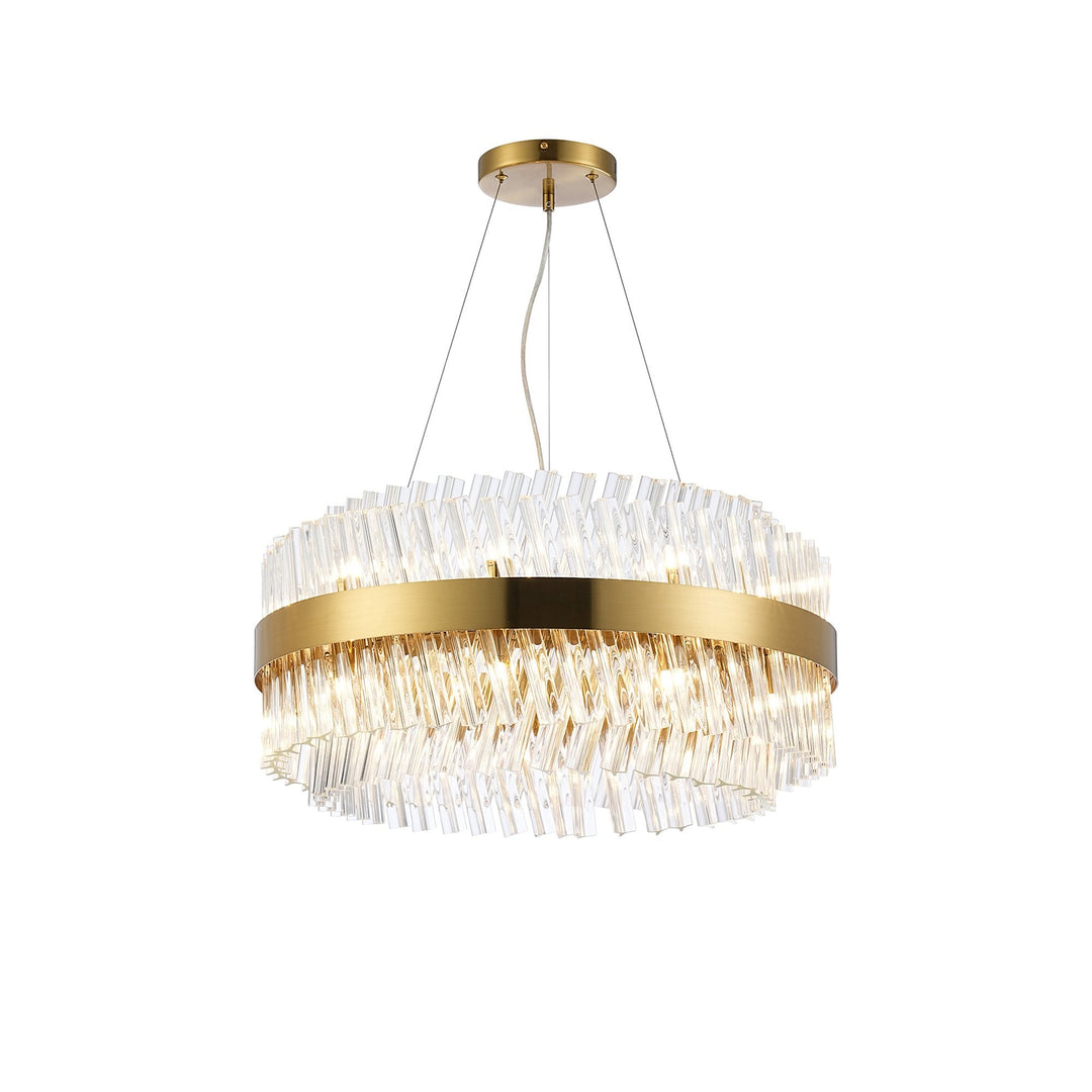 Nelson Lighting NL9500BR/CL9 Kaffer 18 Light Round Pendant Brass Clear